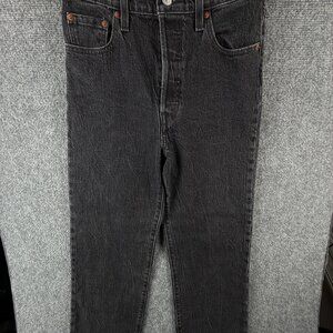 Levi's Premium Ribcage Straight Ankle Charcoal Wash Size 26 Women Denim Jeans